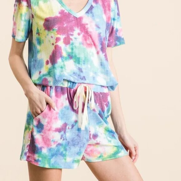 BiBi Tie Dye French‎ Terry Casual Shorts - Picture 1 of 10